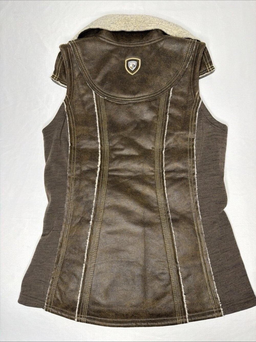 Kuhl Dani Projekt Sherpa Vest Brown Suede Wool Blend Fleece Women's Small - Picture 4 of 6